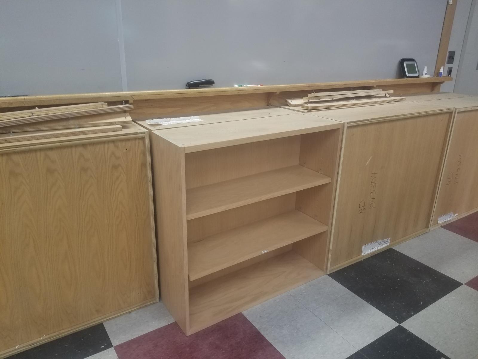 Took down old hanging shelves