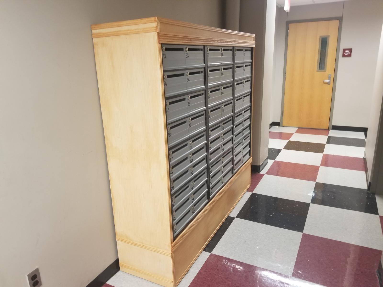 Mailbox cabinet installed and anchored