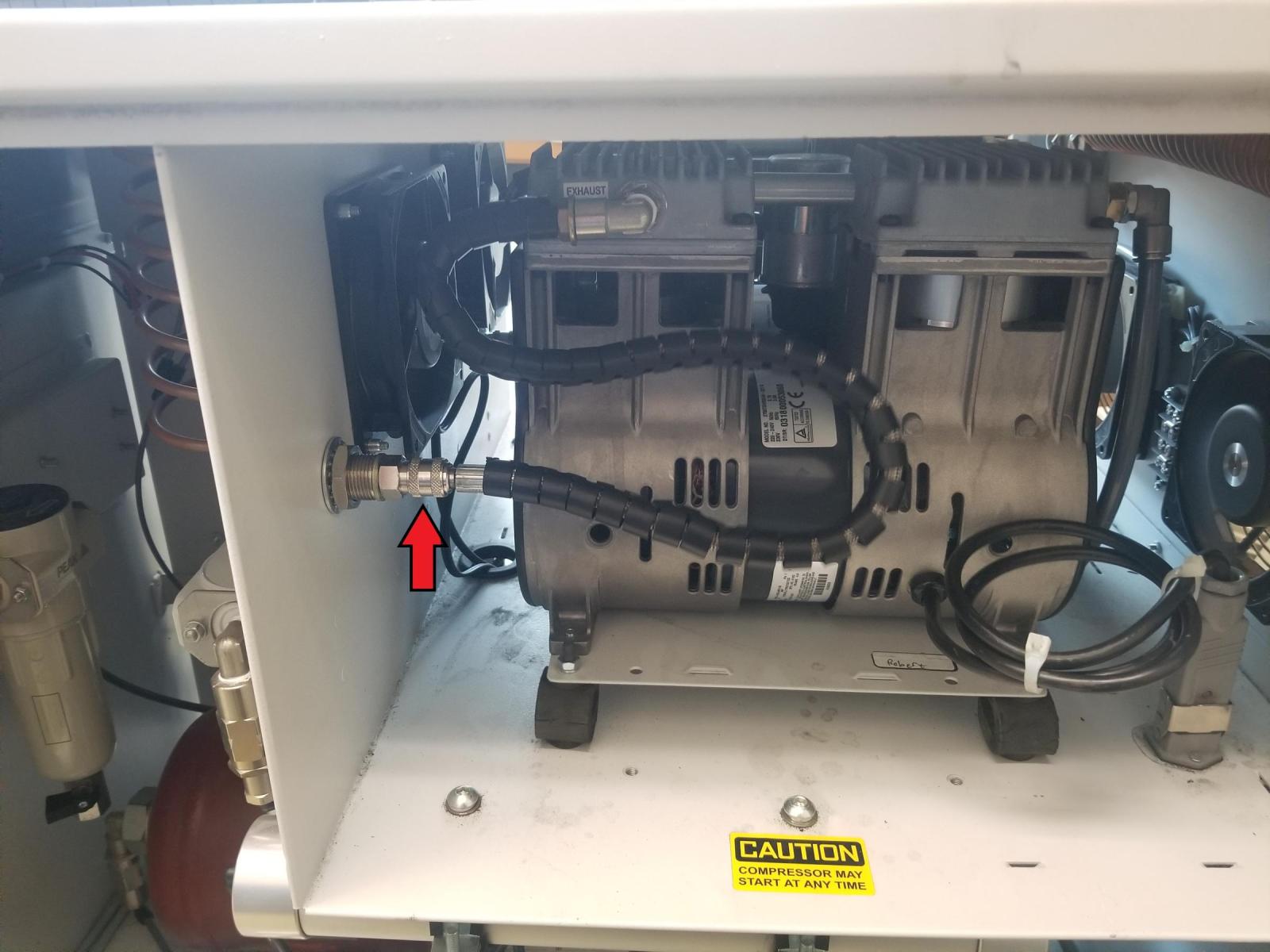 Replaced push fitting inside nitrogen generator. Was leaky.