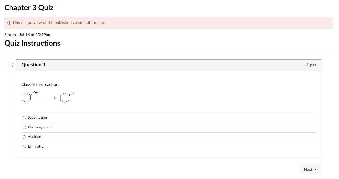 Example Practice Quiz problem
