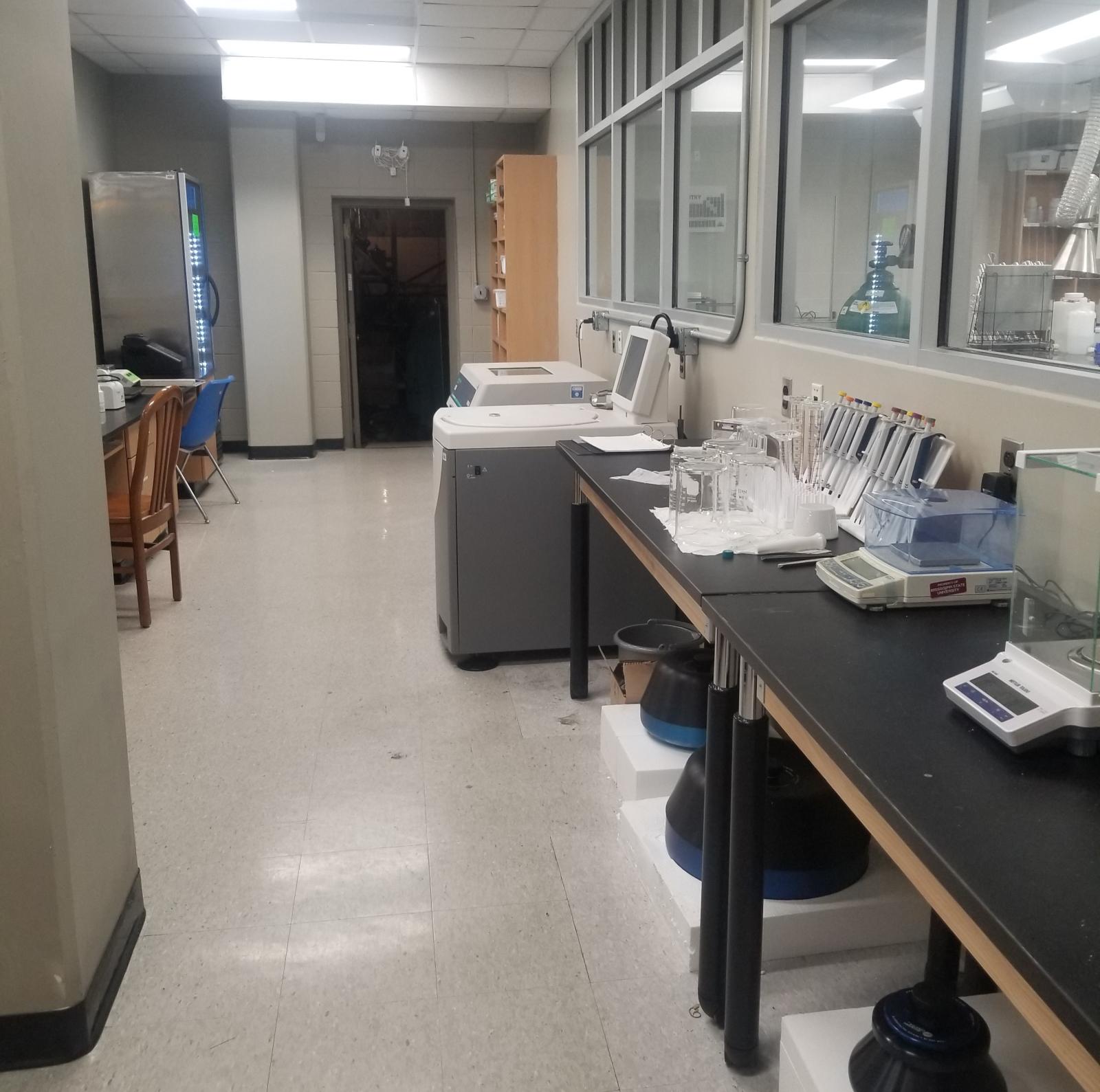 Removed built-in desks to make room for equipment