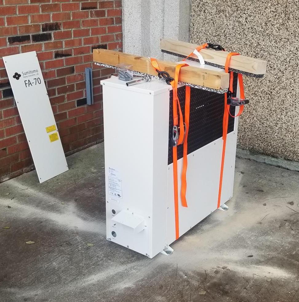 Mounted Compressor for 800 MHz NMR outside of Hand Lab