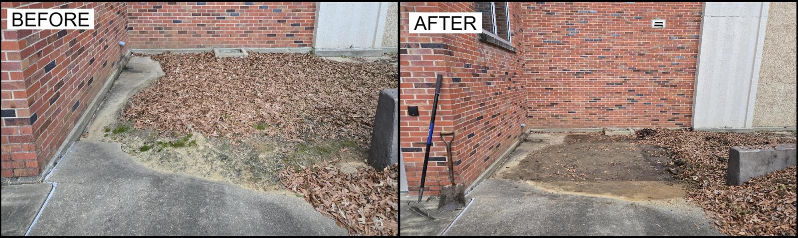 Shoveling Hoist Area Outside Hand Lab