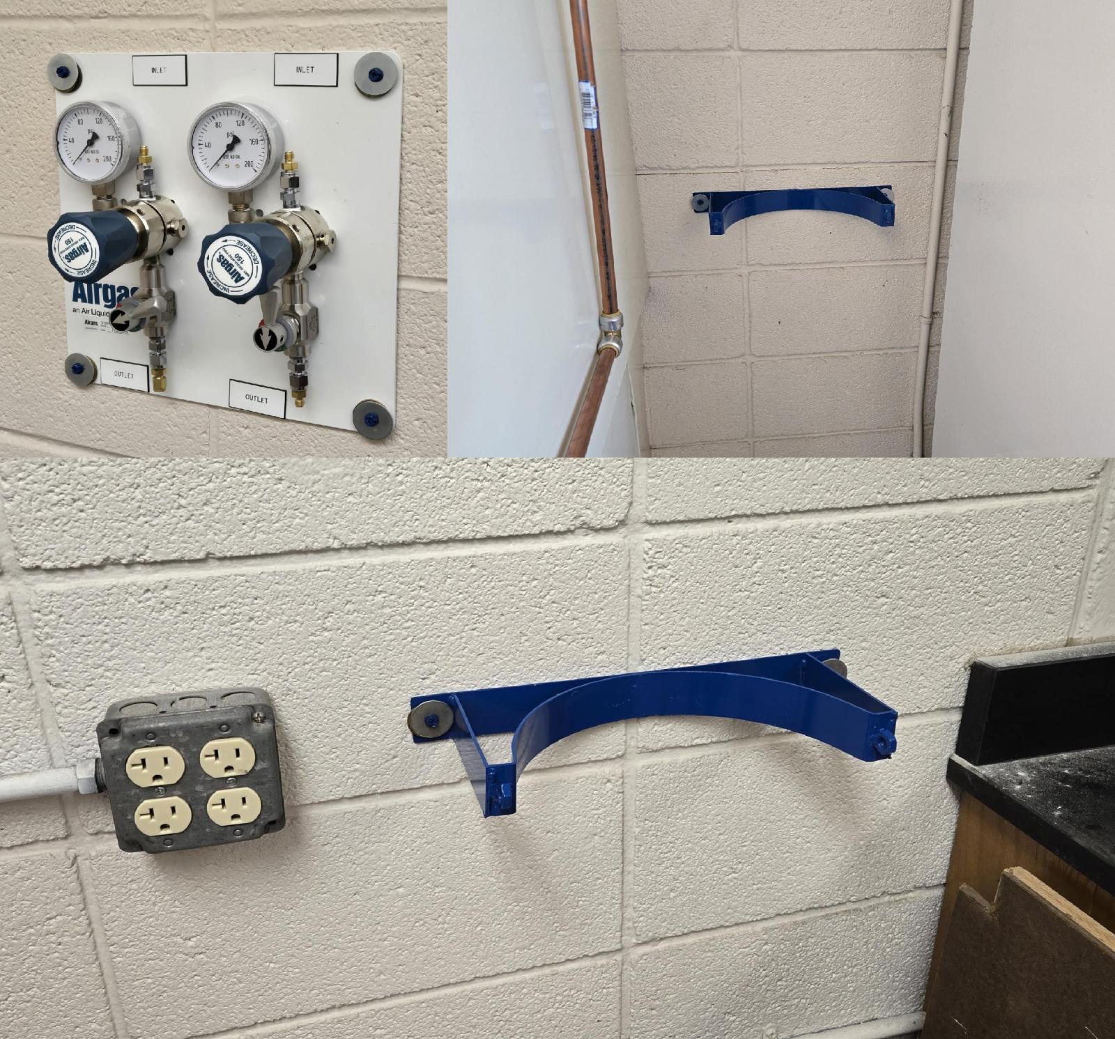 Gas regulators and cylinder wall mount brackets