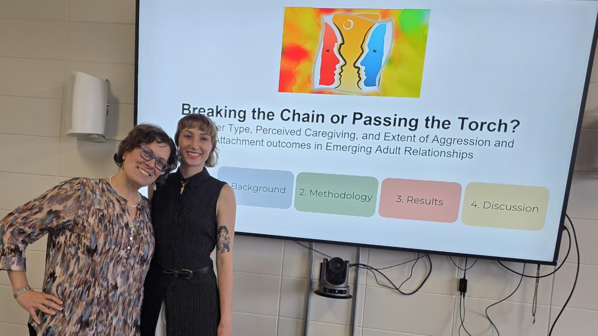 Amara Mason and Dr. Danielle Nadorff celebrate Amara's successful thesis defense